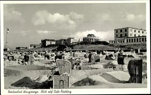 Ak Nordseebad Wangerooge in Ostfriesland, Strand, Cafe Pudding