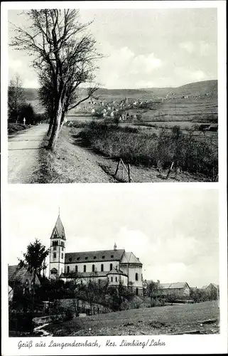 Ak Langendernbach Dornburg im Westerwald Hessen, Ort mit Umgebung, Kirche