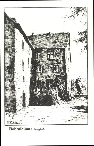 Künstler Ak Hohensolms Hohenahr in Hessen, Burghof