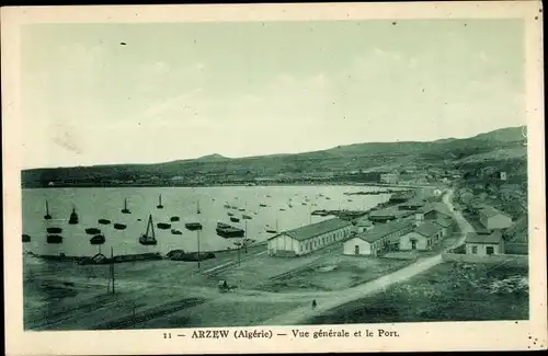 Ak Arzew Algerien, Gesamtansicht mit Hafen
