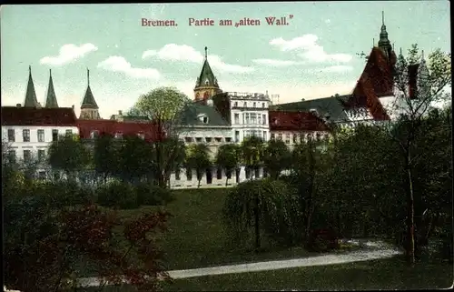 Ak Hansestadt Bremen, Partie am alten Wall