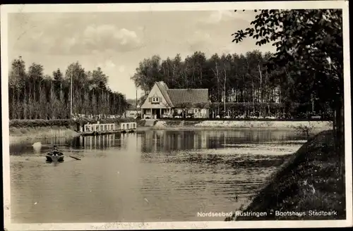 Ak Rüstringen Wilhelmshaven in Niedersachsen, Bootshaus Stadtpark