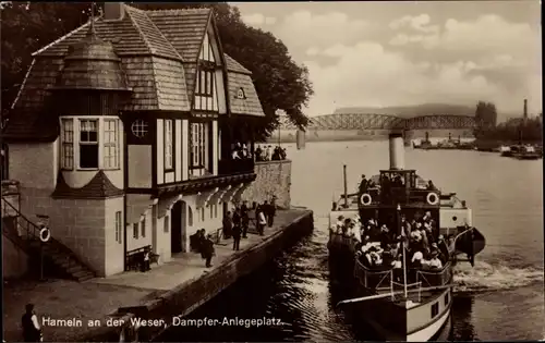 Ak Hameln an der Weser Niedersachsen, Dampfer-Anlegeplatz
