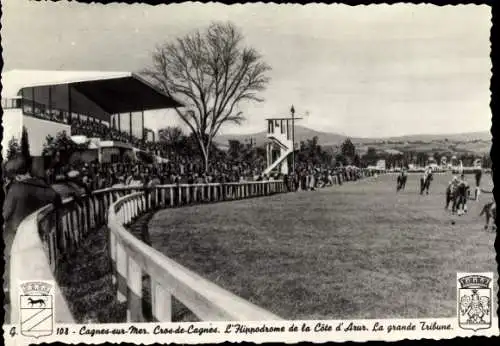 Ak Cagnes sur Mer Alpes Maritimes, L'Hippodrome de la Cote d'Azur, La grande Tribune