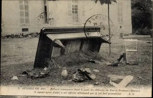 Ak Le Gué à Tresmes Marne, Billard transporte dans le parc du chateau