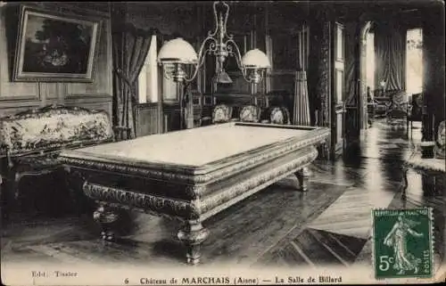 Ak Marchais Aisne, Le Chateau, La Salle de Billard