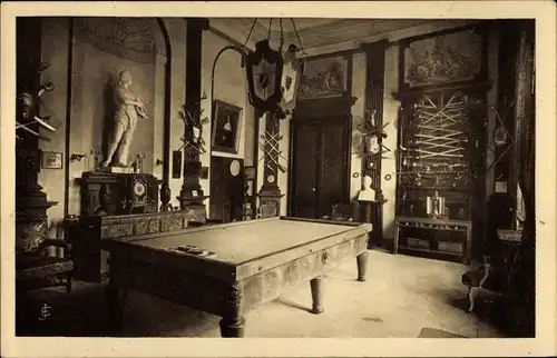 Ak Pontécoulant Calvados, Chateau-Musee, Salle de Billard