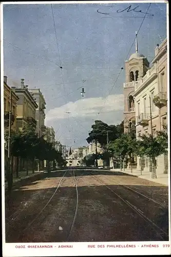 Ak Athen Griechenland, Rue des Philhellenes