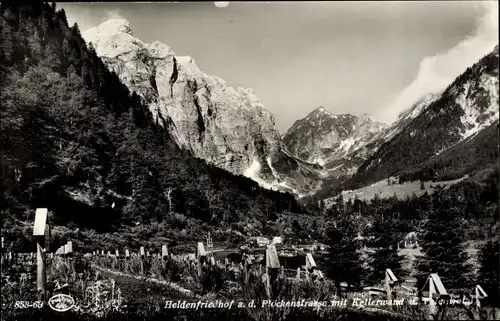 Ak Kötschach Mauthen in Kärnten, Heldenfriedhof an der Plöckenstraße, Kellerwand