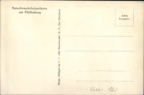 Ak Pfaffenberg Solingen in Nordrhein Westfalen, Naturfreundefreizeitheim