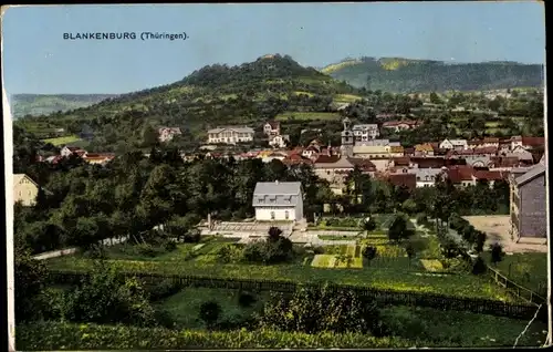 Ak Bad Blankenburg Thüringen, Ort mit Blick zum Greifenstein