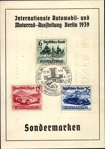 Briefmarken Ak Int. Automobil und Motorrad Ausstellung Berlin 1939, Dresdner Bank, Länderbank Wien