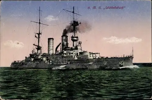 Ak Deutsches Kriegsschiff, SMS Wittelsbach, Linienschiff