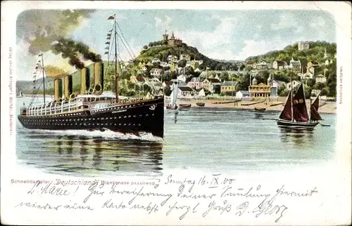 Ak Hamburg Altona Blankenese, Dampfer Deutschland, HAPAG, Süllberg