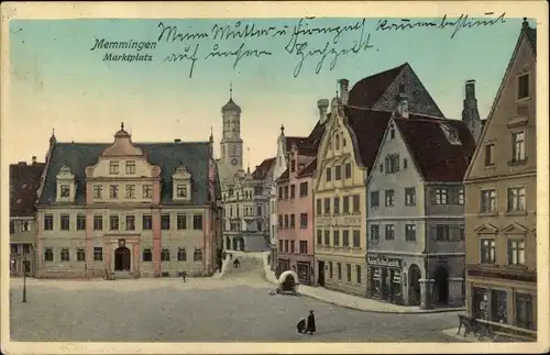 Ak Memmingen in Schwaben, Marktplatz, Rathaus