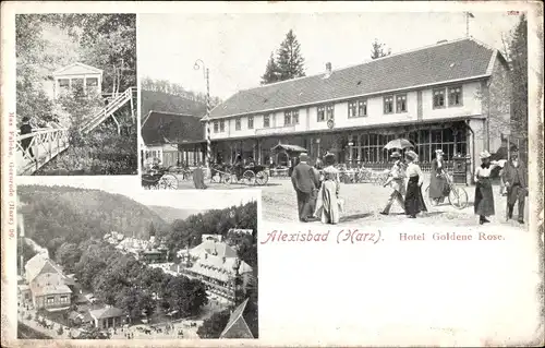 Ak Alexisbad Harzgerode am Harz, Hotel Goldene Rose, Teilansicht der Ortschaft