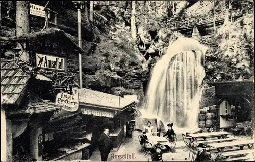 Ak Rathen an der Elbe Sächsische Schweiz, Amselfall, Postkartenkiosk
