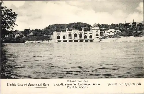 Ak Wangen an der Aare Kanton Bern, Elektrizitätswerk, Kraftzentrale, erbaut v. W. Lahmeyer & Co.