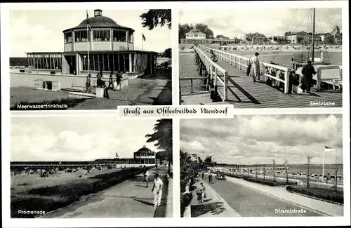 Ak Ostseebad Niendorf Timmendorfer Strand, Meerwassertrinkhalle, Seebrücke, Promenade, Strandstraße