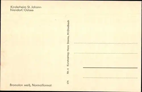 Ak Ostseebad Niendorf Timmendorfer Strand, Kinderheim St. Johann