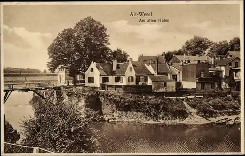 Ak Wesel am Niederrhein, Am alten Hafen