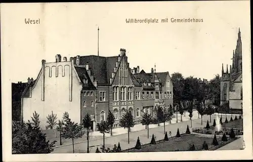 Ak Wesel am Niederrhein, Willibrordiplatz mit Gemeindehaus