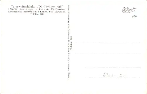 Ak Bad Dürkheim am Pfälzerwald, Dürkheimer Faß, Untergeschoß