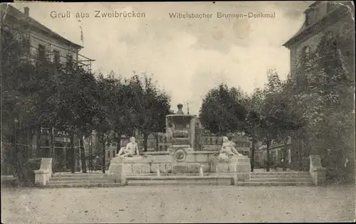 Ak Zweibrücken in der Pfalz, Wittelsbacher Brunnendenkmal