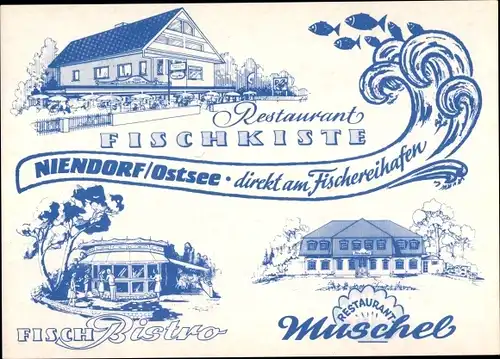 Ak Ostseebad Niendorf Timmendorfer Strand, Restaurant Fischkiste, Restaurant Muschel, Strandstr. 56