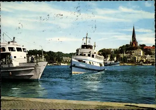 Ak Flensburg in Schleswig Holstein, Hafen, Dampfer