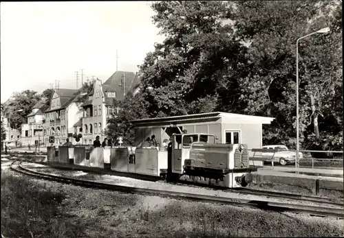 Ak Bernburg an der Saale, Pionier-Eisenbahn "Drushba", Station Kreiskulturhaus