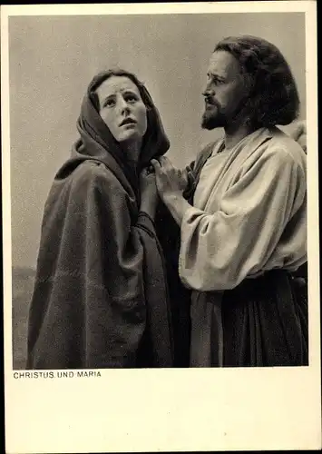 Ak Oberammergau in Oberbayern, Passionsspiele 1950, Christus und Maria