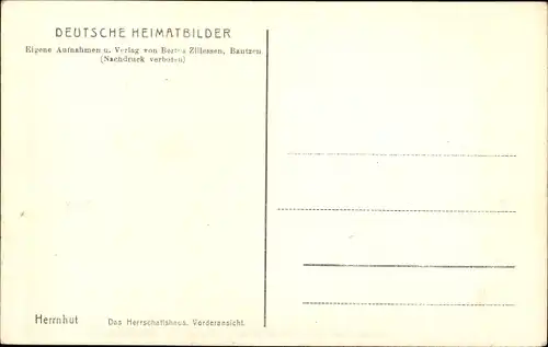 Ak Herrnhut in der Oberlausitz Sachsen, Das Herrschaftshaus