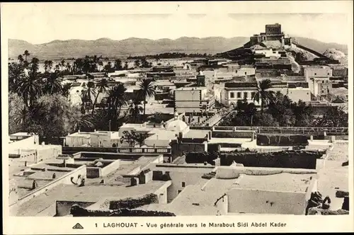 Ak Laghouat Algerien, Vue générale ver le Marabout Sidi Abdel Kader