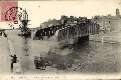 Ak Dieppe Seine Maritime, Le Pont Tournant du Pollet