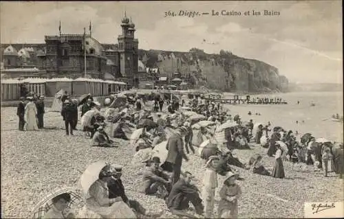 Ak Dieppe Seine Maritime, Le Casino, Les Bains