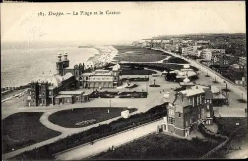 Ak Dieppe Seine Maritime, La Plage, Le Casino