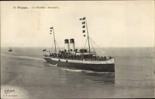 Ak Dieppe Seine Maritime, Le Steamer Arundel, Dampfschiff