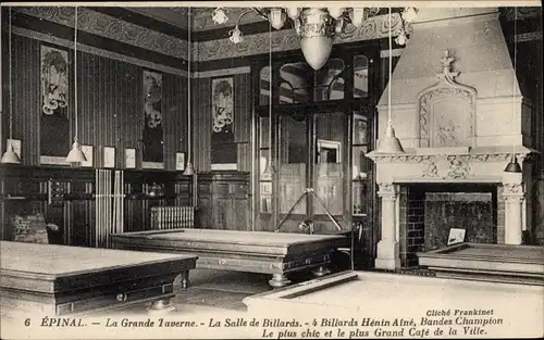Ak Épinal Lothringen Vosges, La Grande Taverne, La Salle de Billards