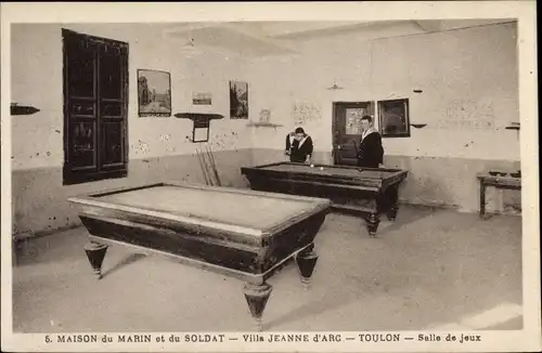 Ak Toulon Var, Maison du Marin et du Soldat, Villa Jeanne d'Arc, Salle de jeux