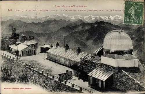 Ak Bigorre Hautes Pyrénées, Vue Generale de l'Observatoire et de la Chaine