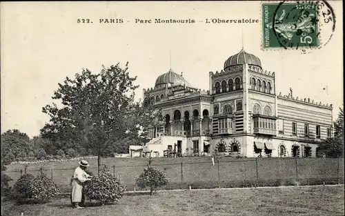 Ak Paris XIV. Arrondissement Observatoire, Parc Montsouris, L'Observatoire, Gärtner