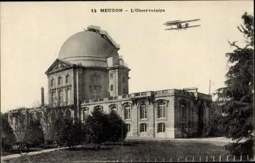 Ak Meudon Hauts de Seine, L'Observatoire, Flugzeug