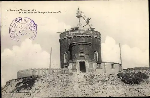 Ak Puy de Dôme, La Tour de l'Observatoire et l'Antenne de Telegraphie sans Fil