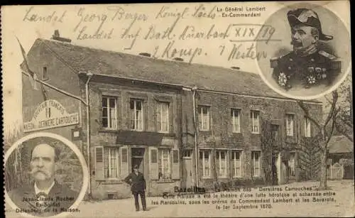 Ak Bazeilles Ardennes, La Maison des Dernieres Cartouches, Le General Lambert, Jean Claude Rocher
