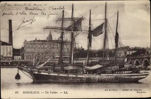 Ak Bordeaux Gironde, Un Voilier, Segelschiff