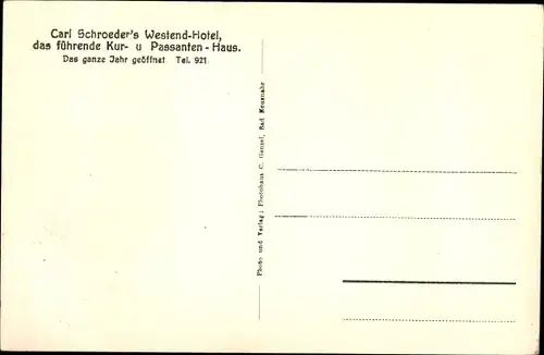 Ak Bad Neuenahr Ahrweiler in Rheinland Pfalz, Carl Schroeders Westend Hotel
