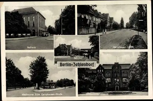 Ak Berlin Zehlendorf, Rathaus, Bahnhof, Hindenburg Lazarett, Camphausenstraße, Machnower Straße