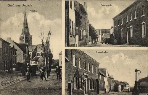Ak Uebach Übach Palenberg Nordrhein Westfalen, Kirche, Poststraße, Oberstraße