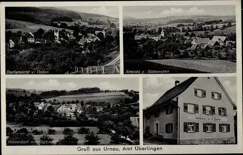 Ak Urnau im Bodenseekreis Baden, Panorama, Dorfansicht, Hinterdorf, Sägewerk, Handlung A. Stöcker